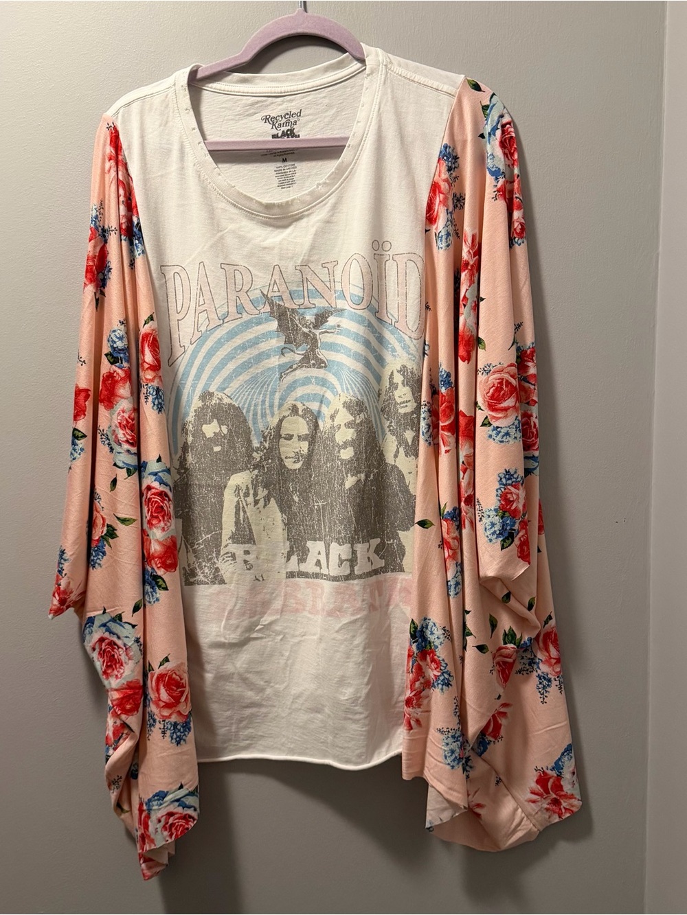 Black Sabbath poncho one size Floral paranoid distress raw hems